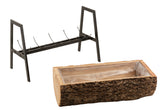 Flower Pot on Foot Half-Trunk Paulownia Wood/Iron Natural/Black Large - (15555)